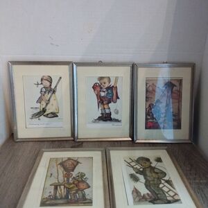 MJ Hummel Set of 5 Vintage Framed Artwork Prints